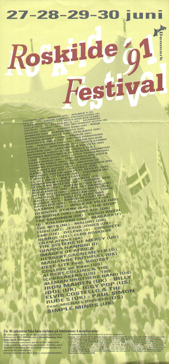 Roskilde Festival 1991 poster